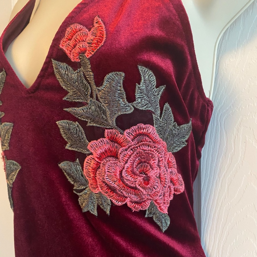 BUY 2 ITEMS & GET 1 FREE - K-T-O-O Burgundy Velvet Cocktail Dress Sz XL - NWOT - Picture 3 of 9